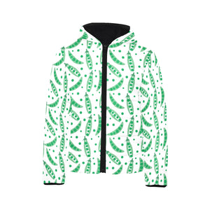 Green Peas Pattern Print Design 01 Kids' Boys' Girls' Padded Hooded Jacket