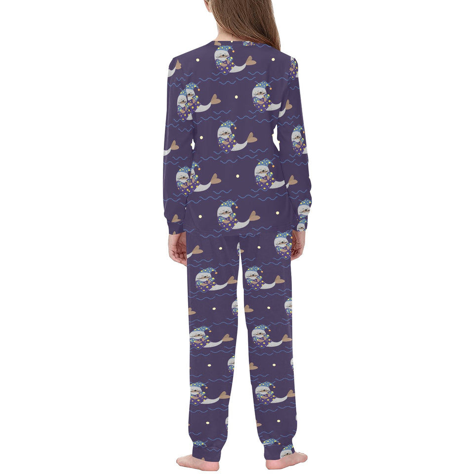 Sleeping Sea Lion Pattern Kids' Boys' Girls' All Over Print Pajama Set