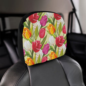 Colorful Tulip Pattern Car Headrest Cover