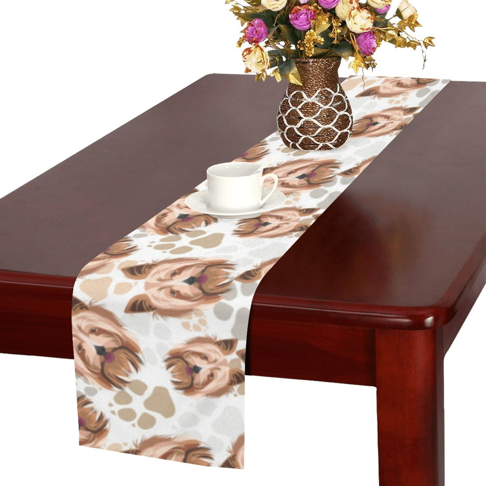 Yorkshire Terrier Pattern Print Design 04 Table Runner