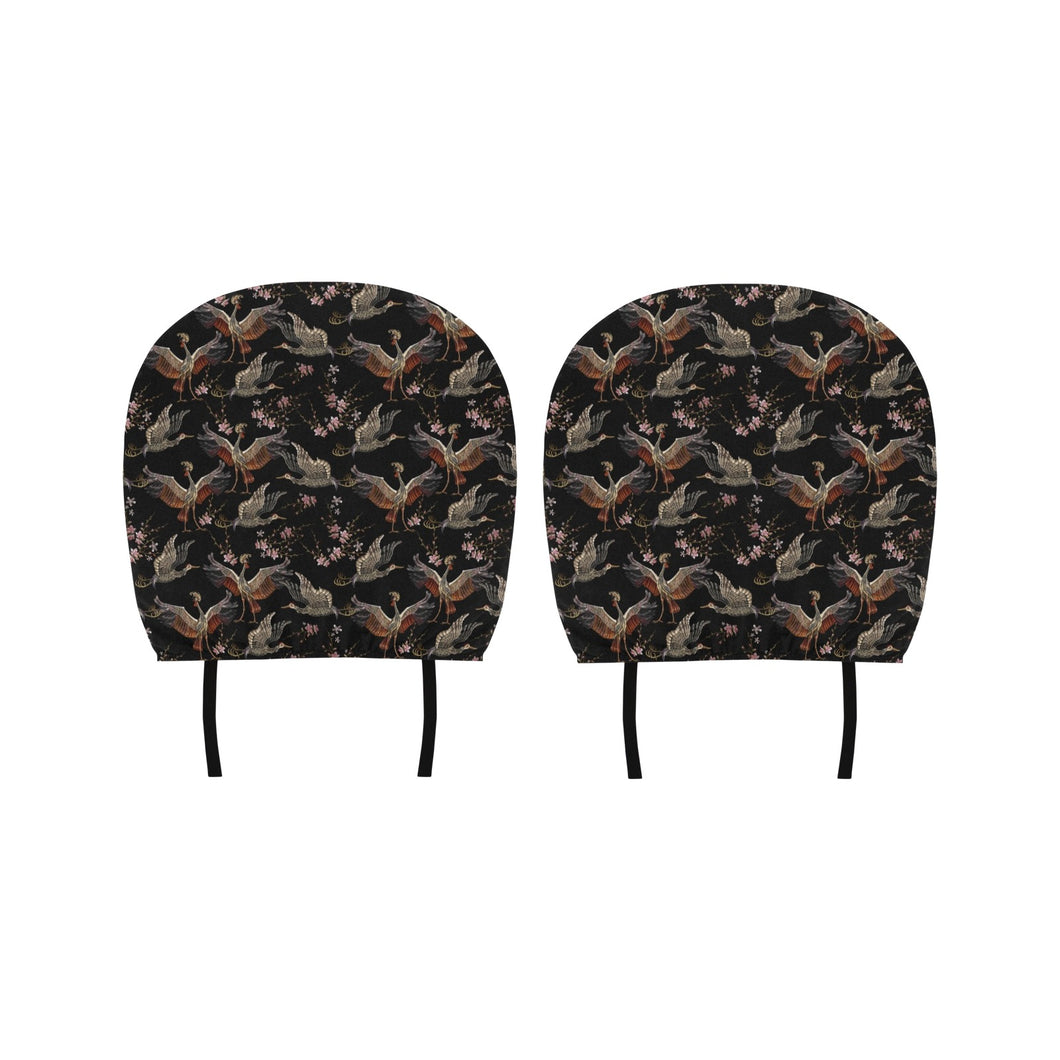 Japanese Crane Pattern Background Car Headrest Cover