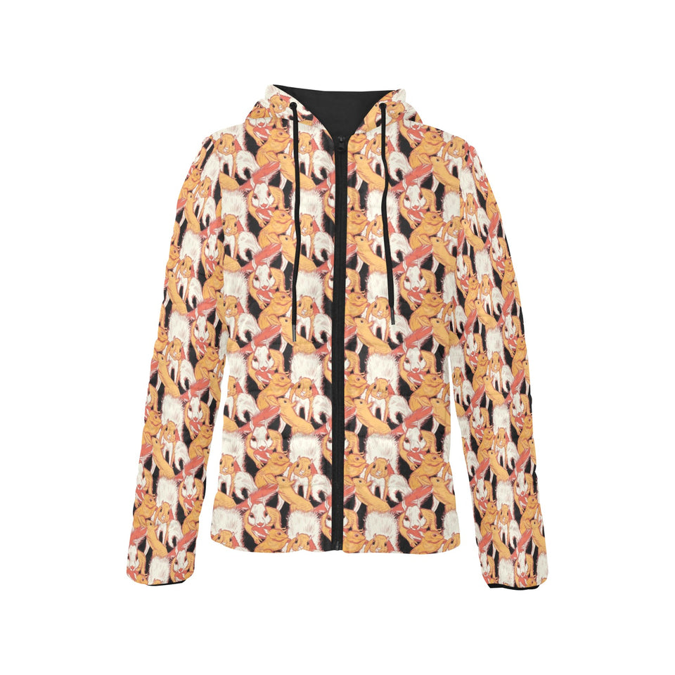 Squirrel Pattern Print Design 04 Women's Padded Hooded Jacket