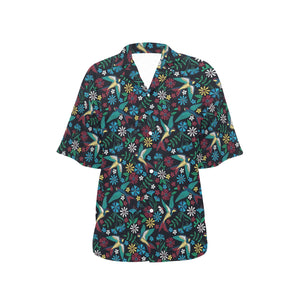 Swallow Pattern Print Design 04 Women's All Over Print Hawaiian Shirt