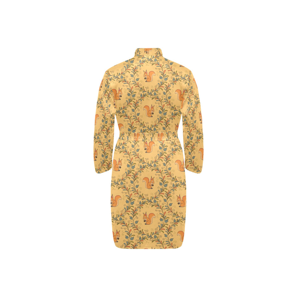 Squirrel Pattern Print Design 01 Men's Long Sleeve Belted Night Robe