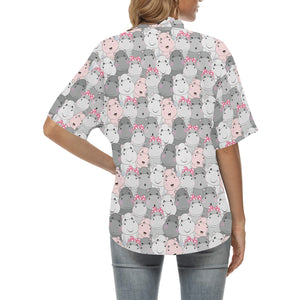 Hippopotamus Pattern Print Design 03 Women's All Over Print Hawaiian Shirt