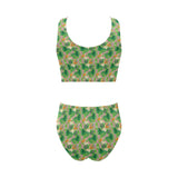 Pelican Pattern Print Design 05 Chest Bowknot High Waisted Bikini Swimsuit