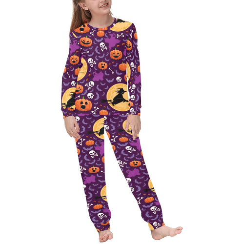 Halloween Pumpkin Witch Pattern Kids' Boys' Girls' All Over Print Pajama Set