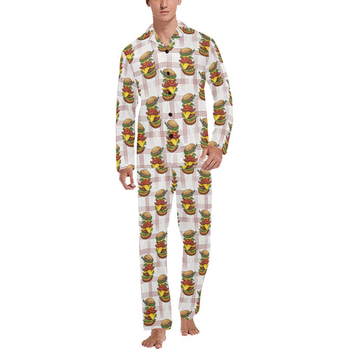 Hamburger Pattern Print Design 03 Men's Long Pajama Set