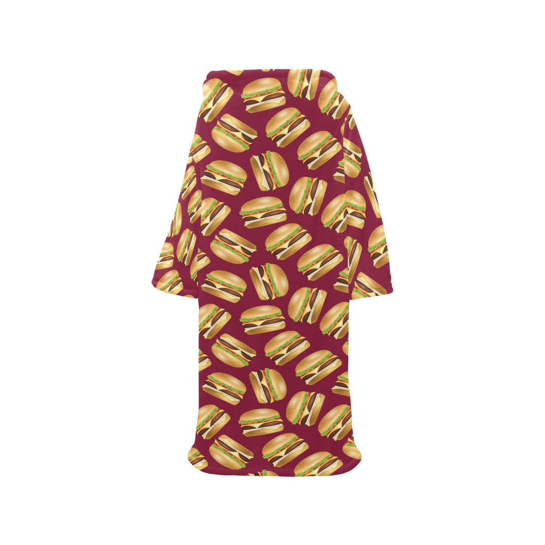 Hamburger Pattern Print Design 01 Blanket Robe with Sleeves