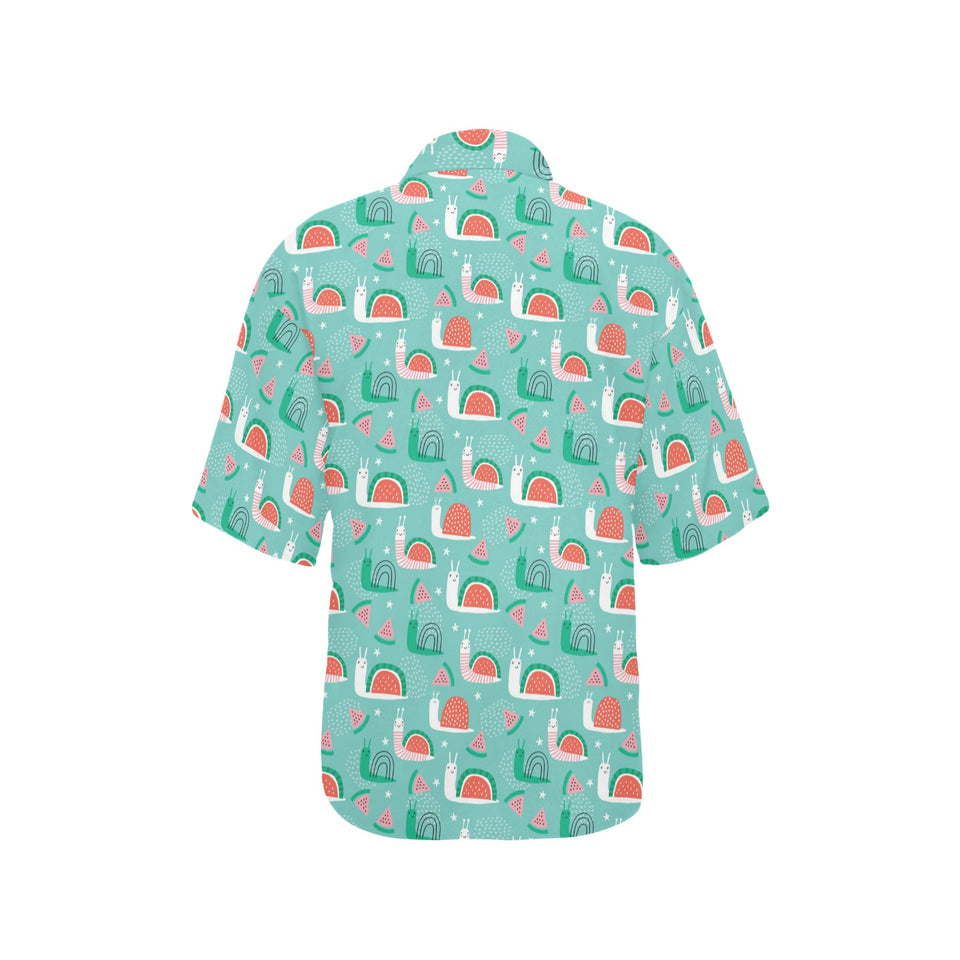 Snail Pattern Print Design 01 Women's All Over Print Hawaiian Shirt