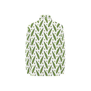 Green Peas Pattern Print Design 03 Women's Long Sleeve Polo Shirt