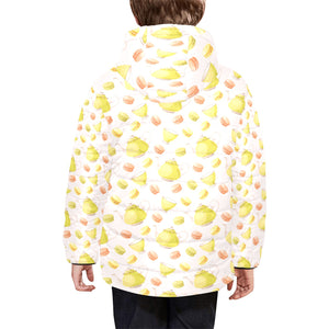 Tea pots Pattern Print Design 03 Kids' Boys' Girls' Padded Hooded Jacket