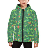 Green Peas Pattern Print Design 05 Kids' Boys' Girls' Padded Hooded Jacket