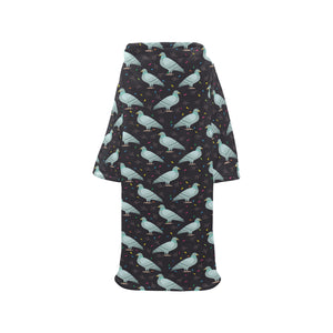 Pigeon Pattern Print Design 01 Blanket Robe with Sleeves