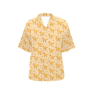 Golden Retriever Pattern Print Design 04 Women's All Over Print Hawaiian Shirt