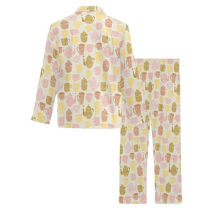 Tea pots Pattern Print Design 02 Men's Long Pajama Set