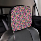 Hibiscus Pattern Print Design 03 Car Headrest Cover