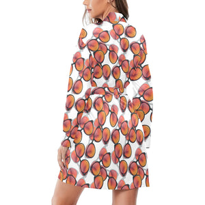 Sun Glasses Pattern Print Design 01 Women's Long Sleeve Belted Night Robe