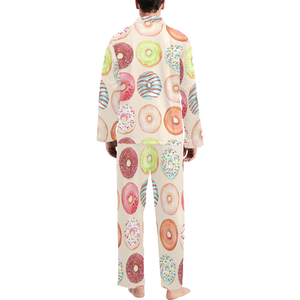 Donut Pattern Men's Long Pajama Set