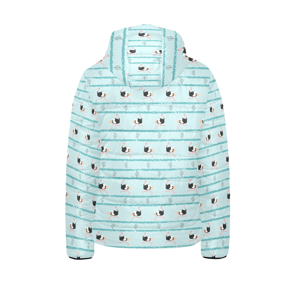 Ostrich Pattern Print Design 04 Kids' Boys' Girls' Padded Hooded Jacket