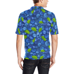 Blueberry Pattern Background Men's All Over Print Polo Shirt