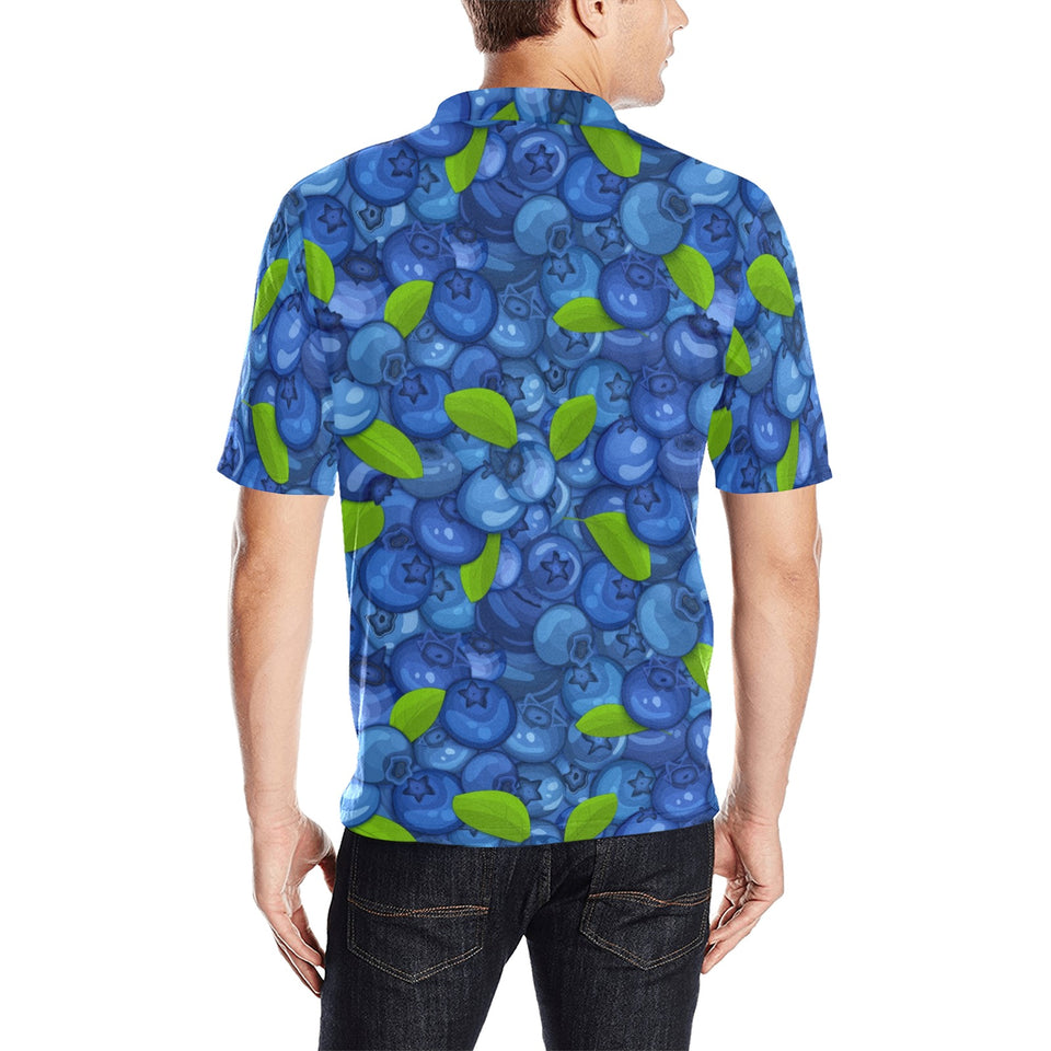 Blueberry Pattern Background Men's All Over Print Polo Shirt