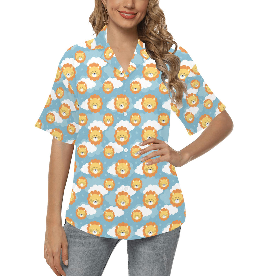 Lion Pattern Print Design 05 Women's All Over Print Hawaiian Shirt