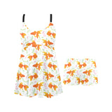 Goldfish Pattern Print Design 03 Chest Sexy Pleated Two Piece Swim Dress