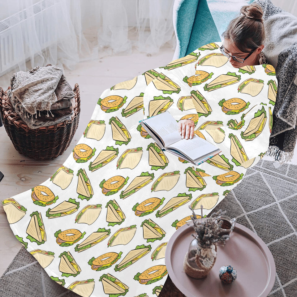 Sandwich Pattern Print Design 05 Blanket Robe with Sleeves