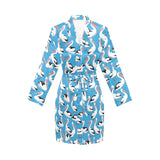 Pelican Pattern Print Design 04 Women's Long Sleeve Belted Night Robe