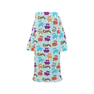 Teddy Bear Pattern Print Design 03 Blanket Robe with Sleeves