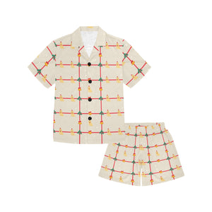 Golden Retriever Pattern Print Design 01 Kids' Boys' Girls' V-Neck Short Pajama Set