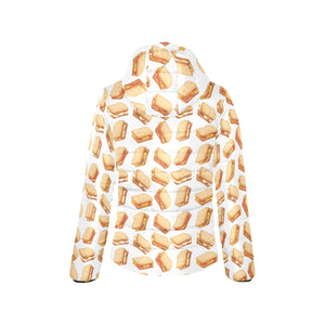 Sandwich Pattern Print Design 01 Women's Padded Hooded Jacket