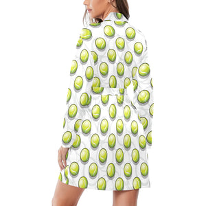 Tennis Pattern Print Design 05 Women's Long Sleeve Belted Night Robe