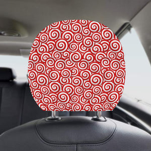 Red and White Candy Spiral Lollipops Pattern Car Headrest Cover