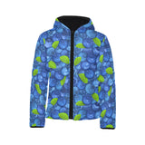 Blueberry Pattern Background Kids' Boys' Girls' Padded Hooded Jacket