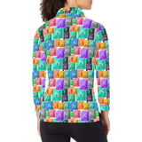 Chemistry Periodic Table Pattern Print Design 05 Women's Long Sleeve Polo Shirt