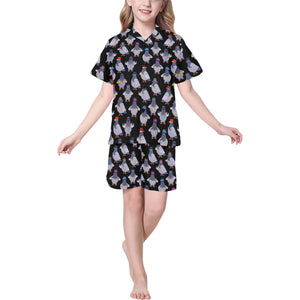 Pigeon Pattern Print Design 04 Kids' Boys' Girls' V-Neck Short Pajama Set