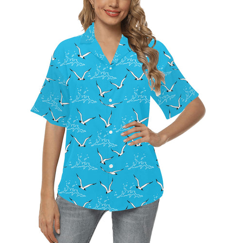 Seagull Pattern Print Design 05 Women's All Over Print Hawaiian Shirt