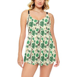 Giraffe Pattern Print Design 02 Chest Sexy Pleated Two Piece Swim Dress