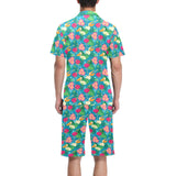 Pelican Pattern Print Design 03 Men's V-Neck Short Pajama Set