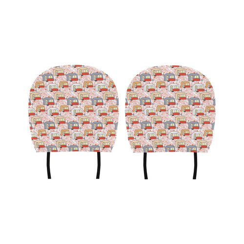 Camper Van Pattern Print Design 01 Car Headrest Cover