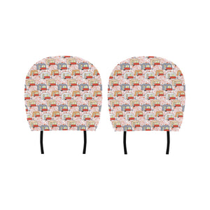 Camper Van Pattern Print Design 01 Car Headrest Cover