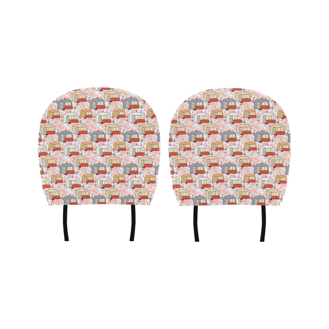 Camper Van Pattern Print Design 01 Car Headrest Cover