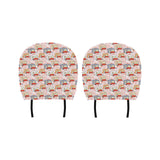 Camper Van Pattern Print Design 01 Car Headrest Cover