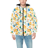 Lion Pattern Print Design 02 Men's Padded Hooded Jacket(ModelH42)