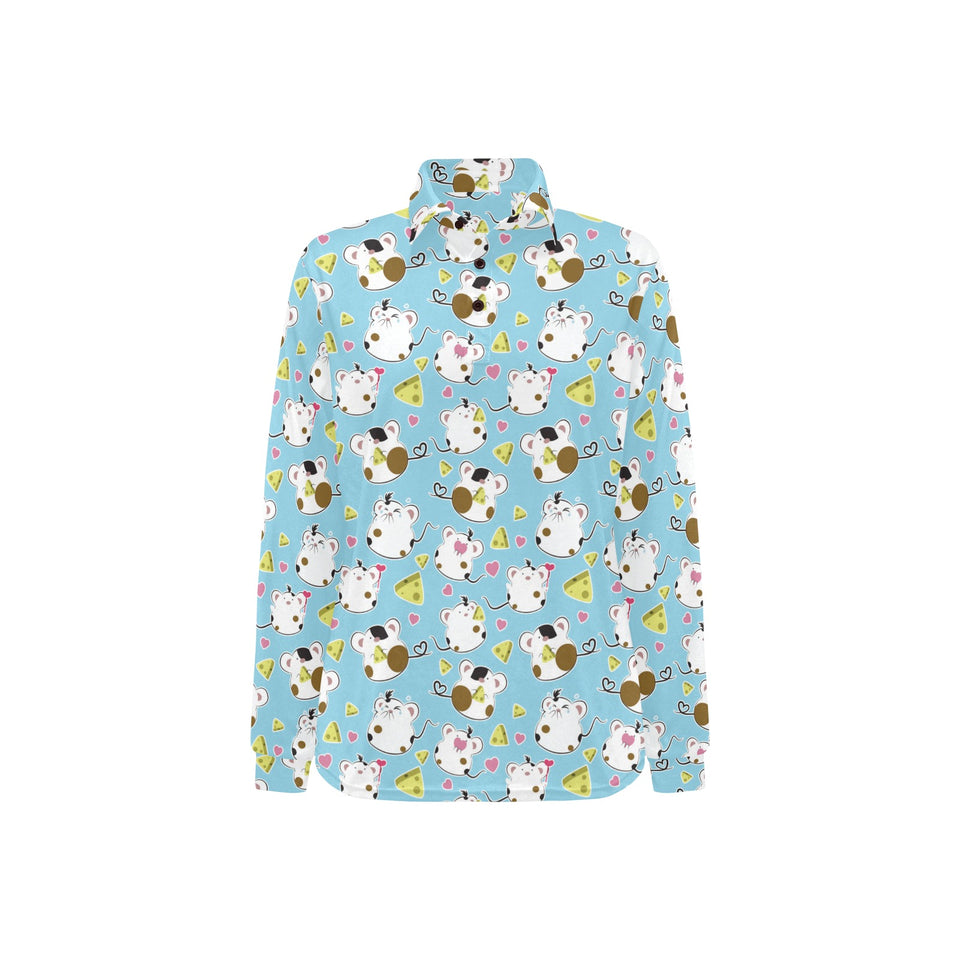 Guinea Pig Pattern Print Design 03 Women's Long Sleeve Polo Shirt