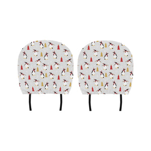 Penguin Christmas Tree Pattern Car Headrest Cover