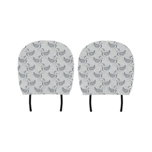 Swan Gray Pattern Car Headrest Cover