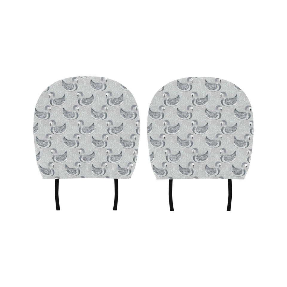 Swan Gray Pattern Car Headrest Cover